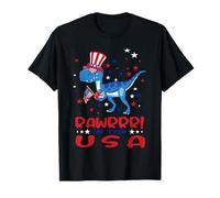 Rawrrr ! in The USA T Rex Dinosaur 4th of July America Flag T-Shirt