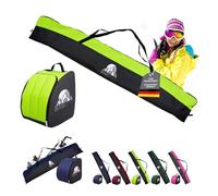 Rawstyle Ensemble de sacs à skis et chaussures de ski Sac à ski 160 cm 180 cm 190 cm Sac à ski imperméable Sports d'hiver Combi (Ensemble 190 cm, Noir/Vert clair)
