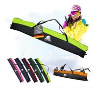 Rawstyle Housse de ski - Sac pour skis et bâtons pour adultes - 160 cm ou 180 cm ou 190 cm - Imperméable - Housse de protection pour ski - Rangement pour sports d'hiver - Modèle 2 (noir-vert clair