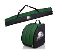 Rawstyle Sac à chaussures de ski, Imperméable, 160 cm ou 180 cm, Housse de ski, Pour sports d'hiver, Combiné (noir, vert foncé, 160 cm)