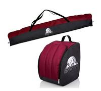Rawstyle Sac à chaussures de ski, Imperméable, 160 cm ou 180 cm, Housse de ski, Pour sports d'hiver, Combiné (noir, bordeaux, 180 cm)