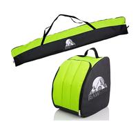 Rawstyle Sac à chaussures de ski, Imperméable, 160 cm ou 180 cm, Housse de ski, Pour sports d'hiver, Combiné (noir, vert clair, 180 cm)
