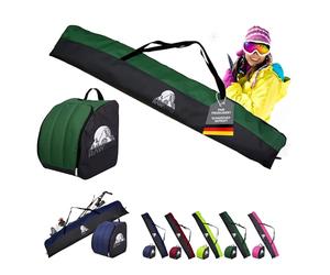 Rawstyle Sac à chaussures de ski, Imperméable, 160 cm ou 180 cm, Housse de ski, Pour sports d'hiver, Combiné (noir, vert foncé, 160 cm)