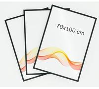 RAWWEST.BIS Lot de 3 Cadres Photo 70x100 cm en Aluminium Noir Cadre Décoration Murale pour Affiche Poster, Œuvre d'Art Photo, Puzzle Verre Acrylique avec Filtre UV Fixation Verticale & Horizontale