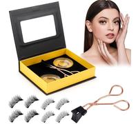 Raxfekro 2 Paires Faux Cils Magnétiques RéUtilisables Magnetic Eyelashes Naturel Magnetic Lashes Kit Faux Cils Pince Extension Cils Naturel Cils Magnétique