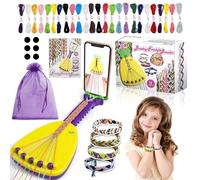 Raxfekro Bracelets d'amitié kit de bricolage fille, bricolage bracelet kit pour enfants âge 6-14, bracelets nouage kit avec 25 fils et plaques de tressage Usw