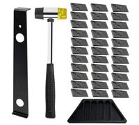 Raxfekro Parquet Stratifié Set, 33 Joints pour Sols Stratifiés, Maillet en Caoutchouc à Double Face, Bloc de Frappe Solide et Extracteur en Acier Robuste - Set d'outils de Clics pour le Sol