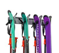 RaxGo Porte-skis, montage mural, peut contenir 4 paires de skis et bâtons de ski ou snowboard pour la maison et le garage, crochets robustes et revêtus de caoutchouc