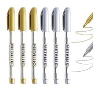 RAXLUPO 6 Pièces Marqueurs Métalliques Feutres Stylos Marqueurs Métalliques Or et Argent Effet Brillant stylo doré Stylos Marqueur pour Scrapbooking DIY Album, Encre Permanente Séchage Rapide