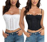 Raxnode Bustier en dentelle pour femme, haut sexy à boucles pour sortir, faire la fête, aller en club, X-Small