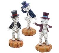 Raxove Accessoire de momie d'Halloween,Décor Figurines Danse Momie Sculpture Résine - 3 Pièces Décoration Fantôme du Festival, Objets de Scène Artisanaux d'Halloween
