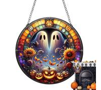 Raxove Attrape-rêves pour fenêtre intérieure, attrape-rêves pour Halloween - Ornement coloré pour capturer la lumière - Pendentif décoratif en prisme coloré, grand art acrylique coloré avec
