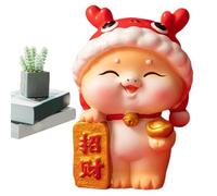 Raxove Figurines de dragon du zodiaque chinois, statuette de dragon de dessin animé, 2024 Jolie statuette de dragon pour tableau de bord de voiture | Figurine créative en résine de nouvel an