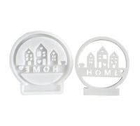 Raxove Moule en forme de maison, moule rond pour ornements en plâtre en résine, moule pour Silhouette architecturale, moule à bougie Silhouette en forme de maison, moules pour maison en silicone pour