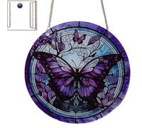 Raxove Panneau de fenêtre en verre coloré à suspendre, arbre ornemental pour fenêtre - Décoration de fenêtre colorée avec arbre de vie/libelle/papillon | attrape-rêves décoratifs en