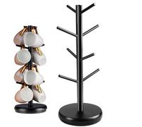 Raxove Support de tasse, porte-gobelet à café | Support de tasse à café rotatif à 360° | Support d'affichage multifonction pour bar à café, organisateur de tasses en bois noir avec base plus