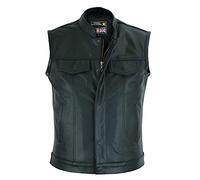RAXUS Gilet de moto en cuir véritable noir K-10 pour homme, Noir , XL