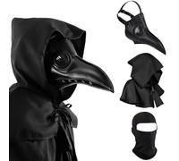 Raxwalker Ensemble de masques de médecin de la peste Steampunk en cuir avec cape pour adulte Accessoires de cosplay d'Halloween