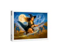 raxxa Full Moon Flying Witch Over Village Rooftops by Full Moon Puzzle premium 1000 pièces