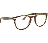 Ray-Ban RX7159 Cadre rond pour lunettes de vue, Lentille transparente de fantaisie marron/jaune/démonstration, 50 mm