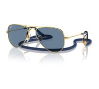 Ray Ban - Aviator Kids Polished Arista Gold Light Blue Mirror - Lunettes de soleil