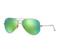 Ray-Ban - Lunettes de Soleil - RB3025 Aviator Metal 58 mm, Matte Gold/Crystal green mirror, 58 mm