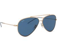 Ray-Ban Lunettes de soleil unisexe RBR0101S Aviator Reverse Métal Or rose Verres bleus