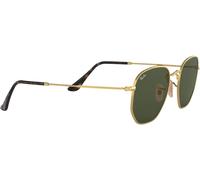 Ray Ban Ban Gold & Green Lens Hexagonal Flat Lens Sunglasses