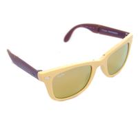 Ray-Ban FOLDING WAYFARER Lunettes De Soleil RB4105 6051/93 50mm Jaune Mat Marron