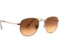Ray-Ban Lunettes de soleil unisexe Hexagonales à verres plats Monture cuivre Verres dégradé marron