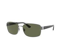Ray - Ban Homme Ray - Ban RB3687 004/58 Lunettes de soleil Métal Gris Vert Pillow Polarisé