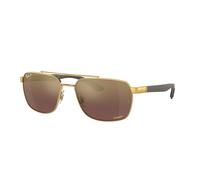 Ray - Ban Homme Ray - Ban RB3701 001/6B Lunettes de soleil Acier Or Violet Carré Polarisé Miroir