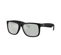 Ray-Ban Homme Sunglass Justin Classic - Couleur du Monture: Caoutchouc noir, Couleur de Lentille: Vert argent miroir polarisé