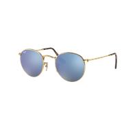 Ray-Ban Homme Sunglass RB3447N Round Flat Lenses - Couleur du Monture: Doré arista, Couleur de Lentille: Dégradé Bleu