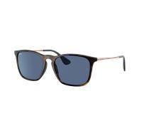 Ray-Ban Homme Sunglass RB4187 Chris - Couleur du Monture: Havana, Couleur de Lentille: Bleu