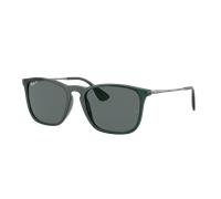 Ray-Ban Homme Sunglass RB4187 Chris - Couleur du Monture: Transparent Vert, Couleur de Lentille: Gris foncé