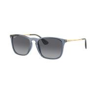 Ray-Ban Homme Sunglass RB4187F Chris - Couleur du Monture: Transparent Bleu, Couleur de Lentille: Gris Polarisé