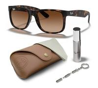Ray-Ban JUSTIN RB4165 JUSTIN Lunettes de soleil carrées classiques avec ensemble de lunettes, coupe haute, lunettes de soleil carrées, Matte Havana | Brown Gradient, 55 mm