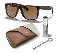 Ray-Ban Justin RB4165 Lunettes de soleil carrées avec monture haute, Matte Havana | Polarized Brown/Grey, 55 mm