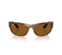 Ray-Ban Lunettes de soleil carrées Mega Balorama Rb2289, Havane rayé/marron, 60 mm
