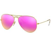 Ray-Ban Lunettes de soleil carrées unisexes - 0RB2140, Monture or mat/verres polarisés rose miroir marron 112/1Q, M