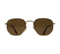 Ray-Ban Lunettes de Soleil Hexagonal 3548N 001/57 Or Marron Polarisé 51mm
