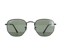 Ray-Ban Lunettes de Soleil Hexagonal RB3548N 002/58 Poli Noir Vert Polarisé