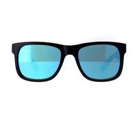 Ray-Ban Lunettes de Soleil Justin 4165 622/55 Caoutchouc Noir Miroir Bleu Petit