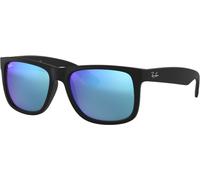 Ray - Ban Homme Ray - Ban RB4165F JUSTIN 622/55 Lunettes de soleil Nylon Noir Bleu Carré Miroir Flash