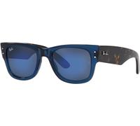 Ray - Ban Unisex Ray - Ban RB0840S MEGA WAYFARER 6638O4 Lunettes de soleil Acétate Bleu Bleu Carré Normale Miroir