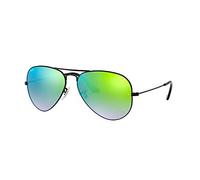 Ray-Ban Aviateur Flash Rb3025 002/4j 58mm Grand Soleil Noir Vert Miroir Neuf