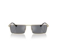 Ray-Ban Lunettes de soleil rectangulaires Emy Rb3741, Or clair/gris foncé miroir argenté, 56 mm