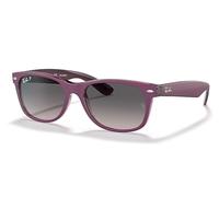 Ray ban Neuf Wayfarer RB2132 6606M3 58-18 Mat Transparent Violet Gris Polarisé