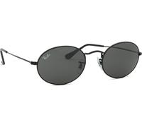 Ray - Ban Unisex Ray - Ban RB3547 OVAL 002/B1 Lunettes de soleil Métal Noir Gris Ronde Normale